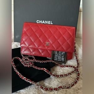 Chanel red WOC Silver Hardware